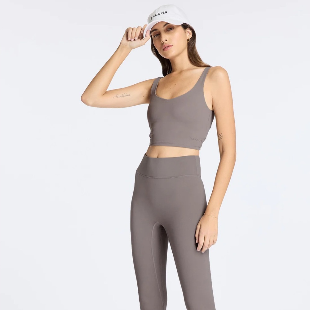 Bandier Iron grey Tempo sports bra tank